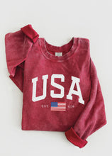 Load image into Gallery viewer, USA Ribbed Sweatshirt | Berry
