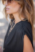 Load image into Gallery viewer, Lulu Ruched Shoulder Tee | Black