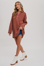 Load image into Gallery viewer, Thermal Henley Tunic | Rust