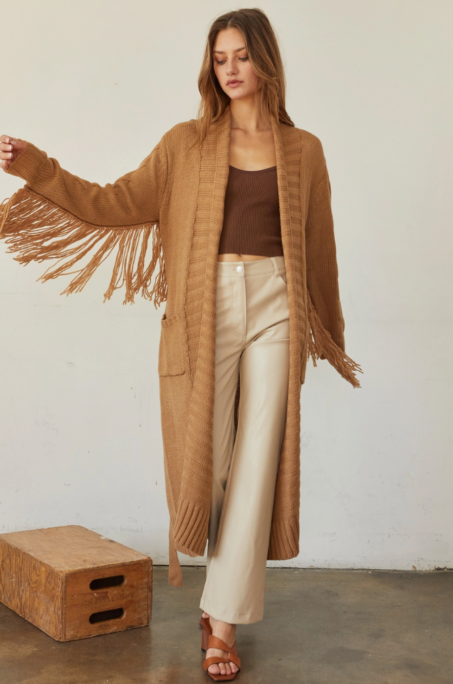 Fringe Duster Cardigan Camel Worthy of