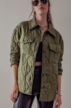 Load image into Gallery viewer, Quilted Collared Jacket | Olive