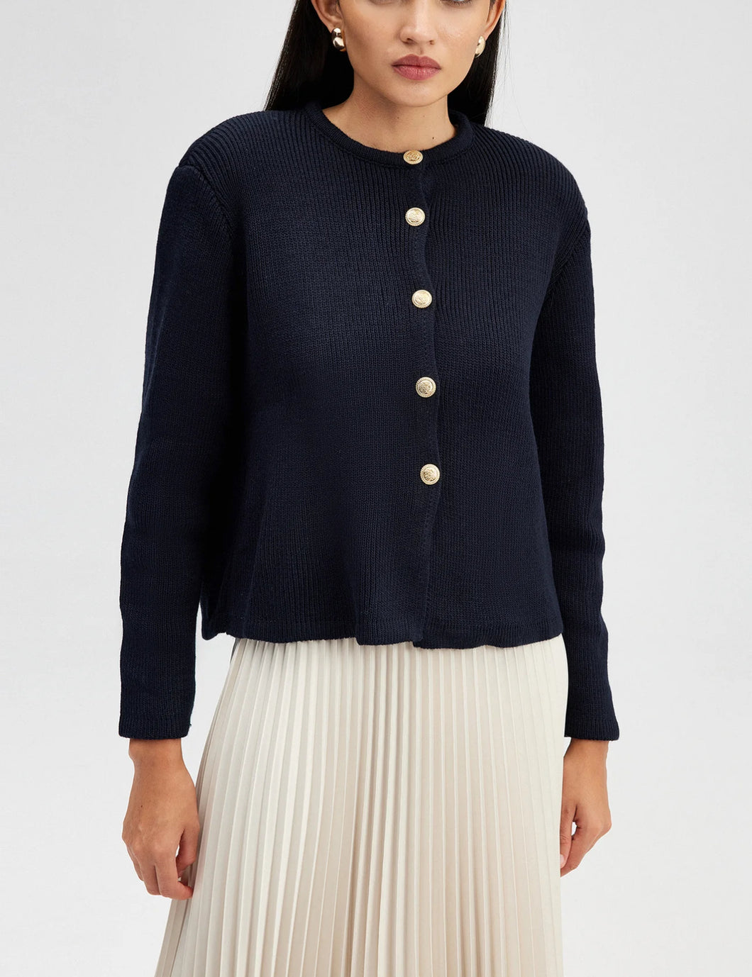 Prim Button Cardigan | Dark Navy