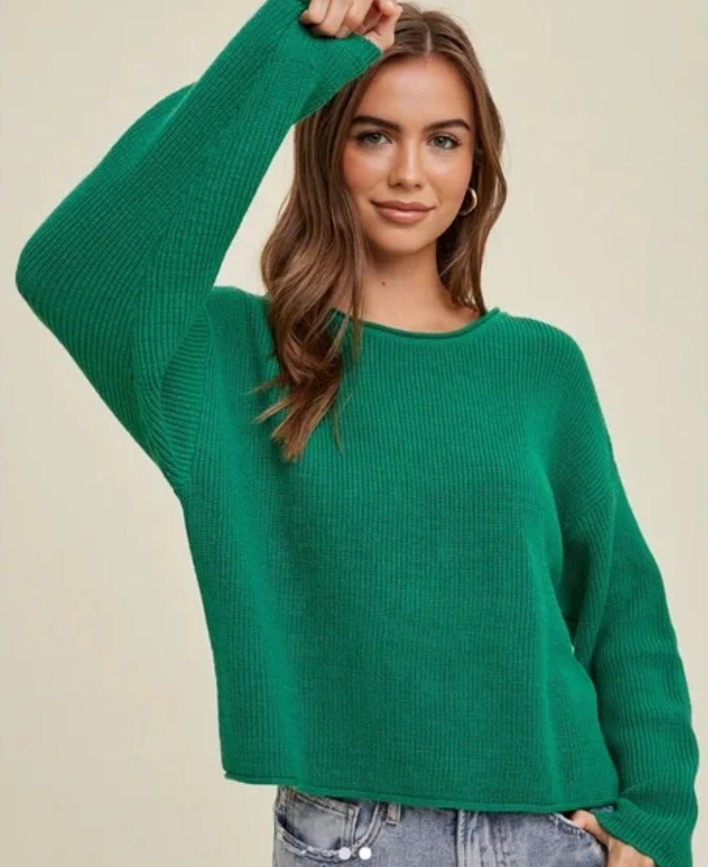 Rea Crop Sweater | Kelly Green