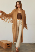 Load image into Gallery viewer, Fringe Duster Cardigan | Camel
