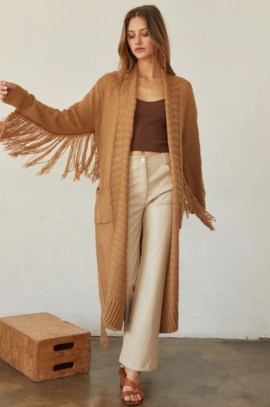 Fringe Duster Cardigan | Camel