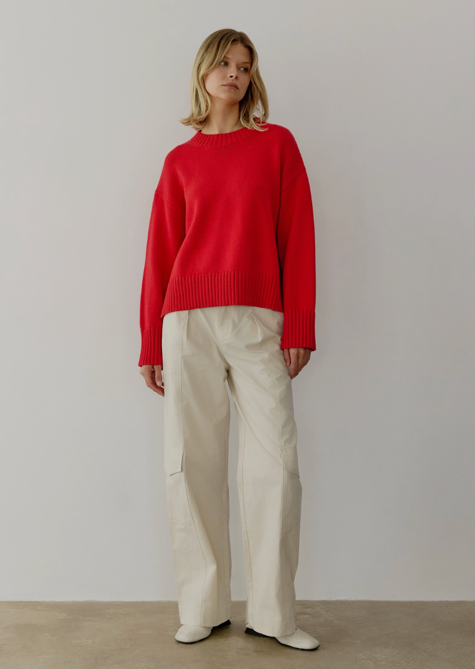 Rosy Crew Neck Sweater | Bright Cherry