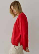 Load image into Gallery viewer, Rosy Crew Neck Sweater | Bright Cherry
