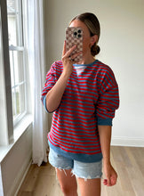 Load image into Gallery viewer, Lucy Stripe Pullover | Red + Dusty Blue
