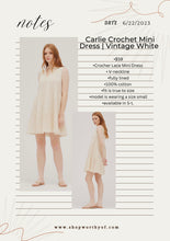 Load image into Gallery viewer, Carlie Crochet Mini Dress | Vintage White
