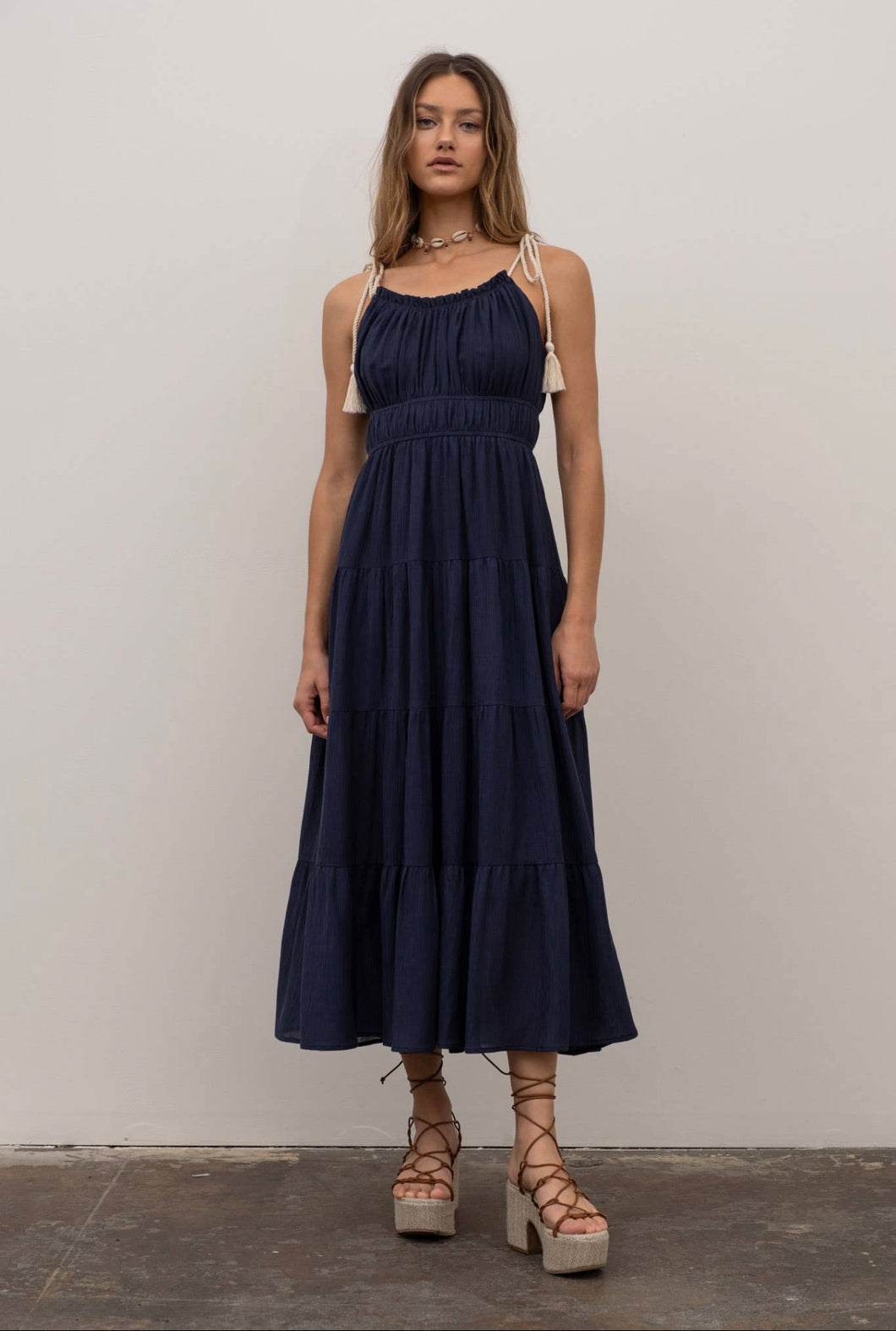 Teagan Tassel Midi Dress | Navy