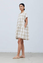 Load image into Gallery viewer, Cindy Gingham Check Mini Dress | Stone/White
