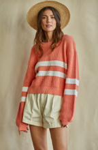 Load image into Gallery viewer, Nina Double Stripe Pullover | Coral
