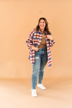 Load image into Gallery viewer, Ruby Shirt Jacket | Berry + Navy + Tan
