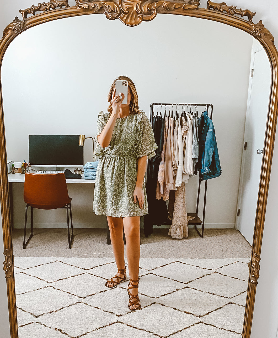 Millie Printed Mini Dress | Olive