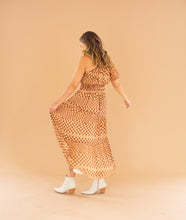 Load image into Gallery viewer, Cut Out Checker Dress | Brown + Tan
