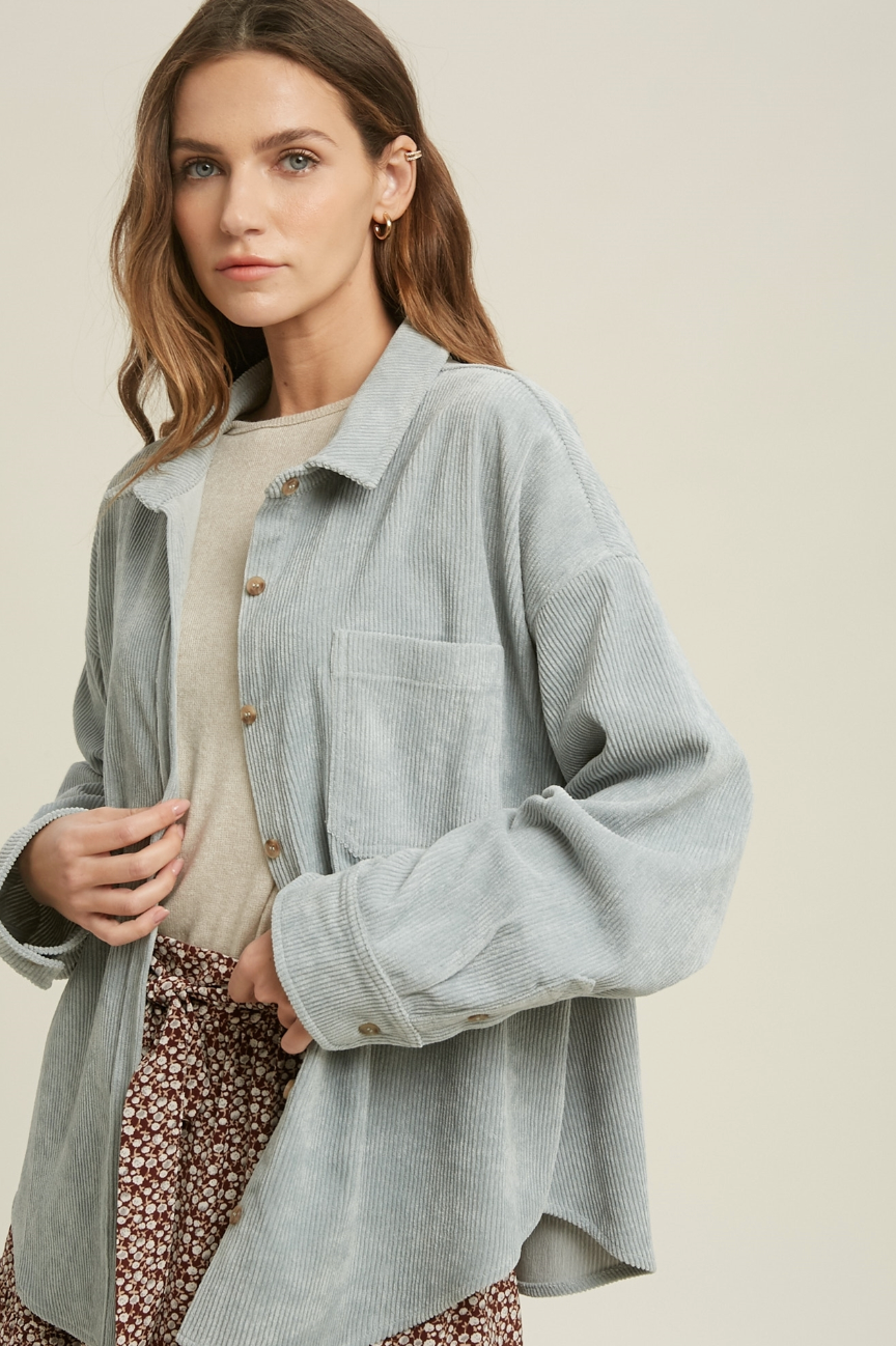 Cord Shirt Jacket | Light Blue