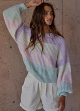 Load image into Gallery viewer, Wyatt Chunky Stripe Sweater | Lavender + Ivory
